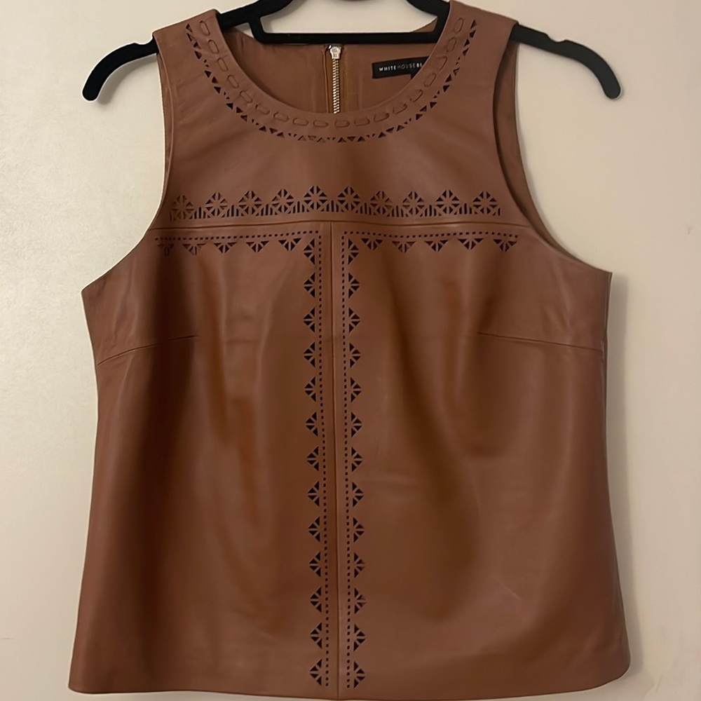 Leather embroidered shirt- White House Black Market sz 2